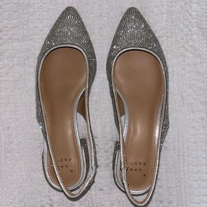 a new day Silver Rhinestone Pointed Slingback Flats